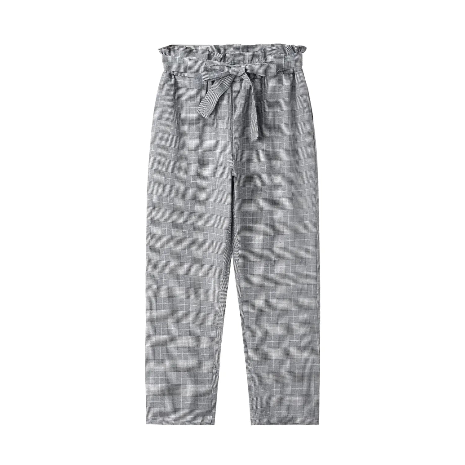 High-Waisted Casual Plaid Pants for Women