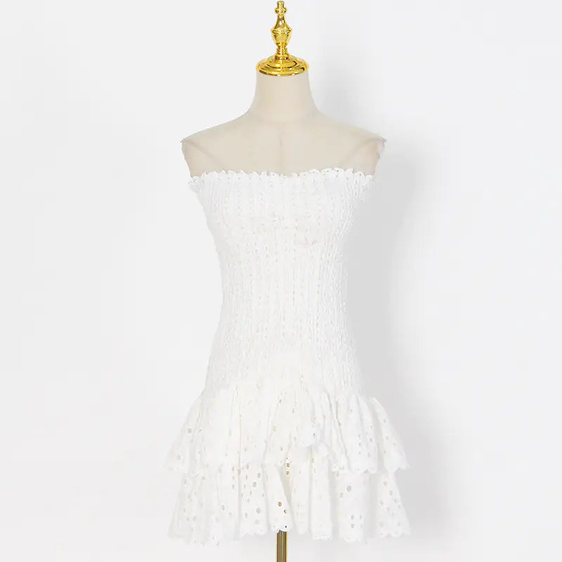 Spring Sexy A-Line Strapless Embroidered Dress