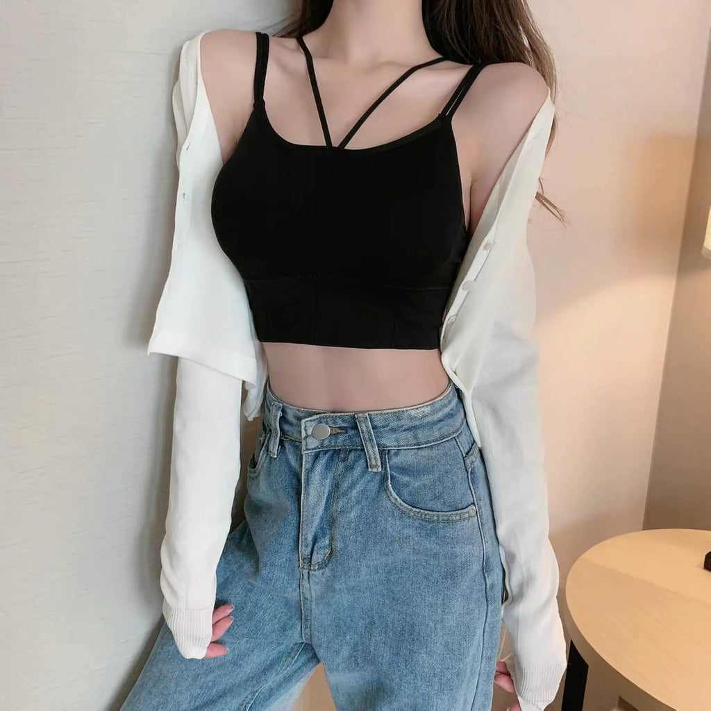 Trendy Women's Cami Top with Built-in Bra and Padding