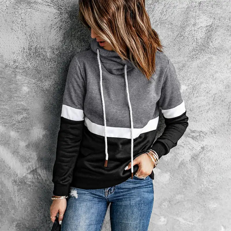 Women's Solid Color Stitching Sweater for Autumn/Winter