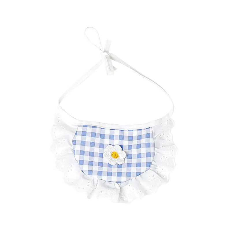 Cute Lace Bib Plaid Towel for Cats and Dogs