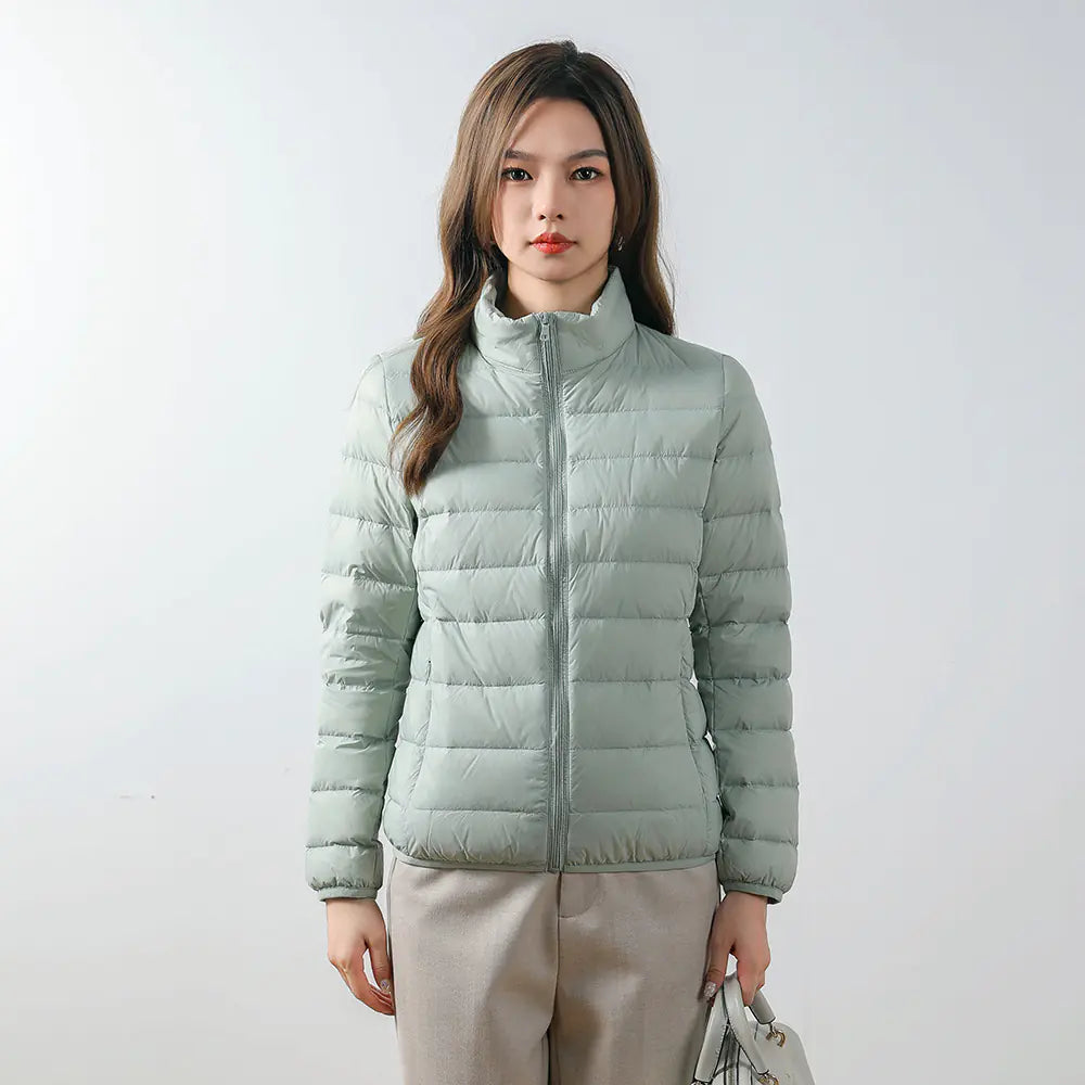 Lightweight Women's Down Jacket with Stand Collar (Plus Size)