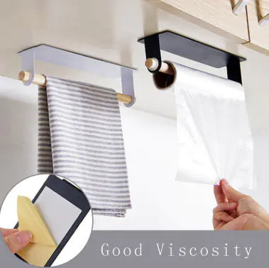 Wall-Mounted Towel Rack with Adhesive Hooks