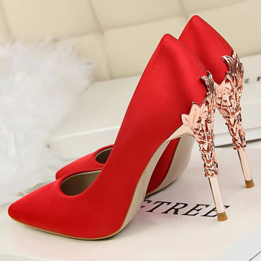 White Satin High Heels for Women - Stylish Pointed Shoes