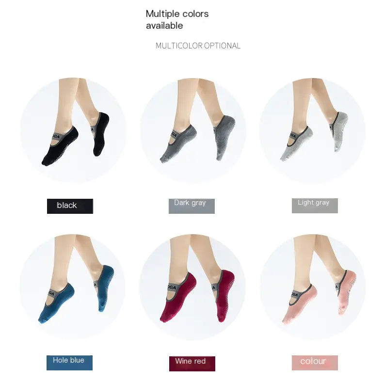 Trendy Cotton Yoga Socks with Grip and Wide Straps