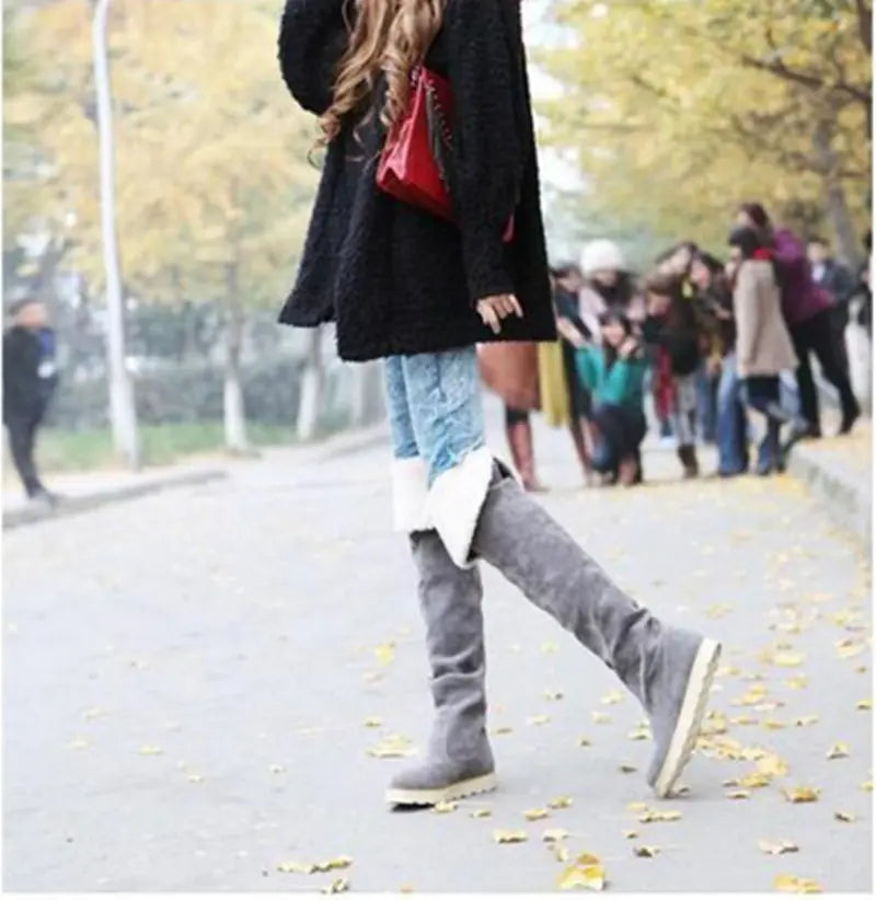 Flat Snow Boots, Over-the-Knee Long Boots, Cotton Boots