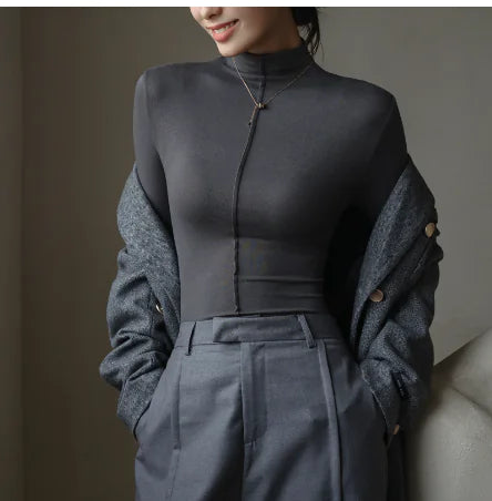 Amii Women's Turtleneck Knit Sweater - Long Sleeve Top