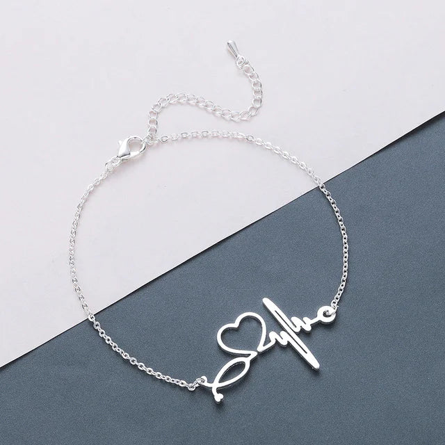 Creative ECG Heartbeat Bracelet - Stainless Steel Design