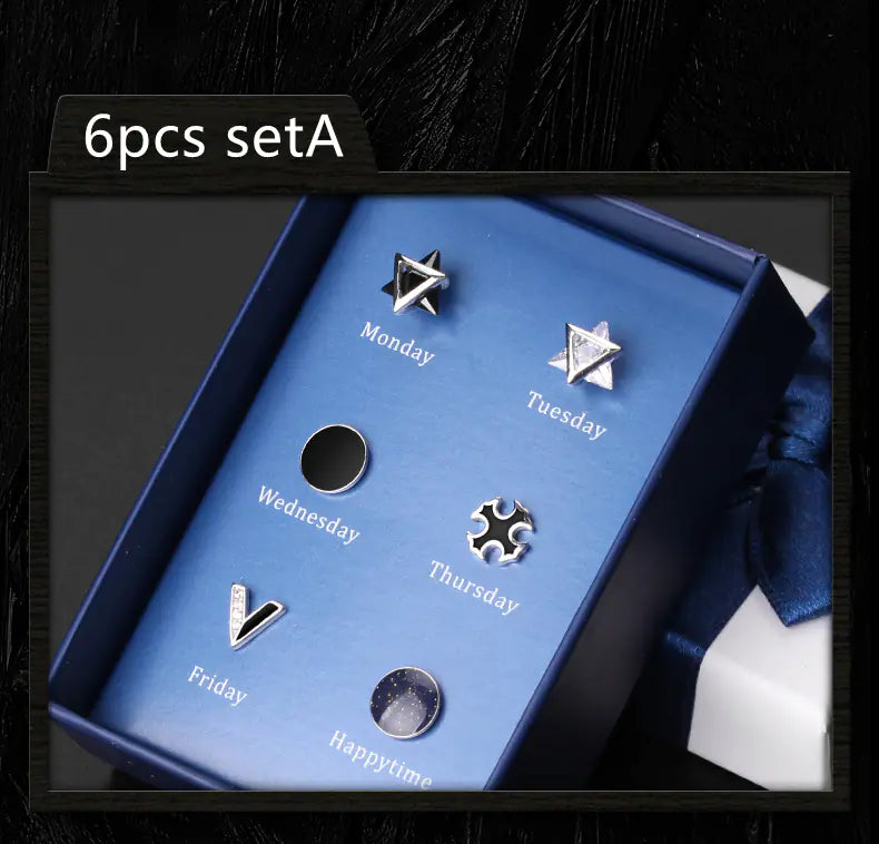 925 Silver Men's Stud Earrings Set (Minimalist Style)