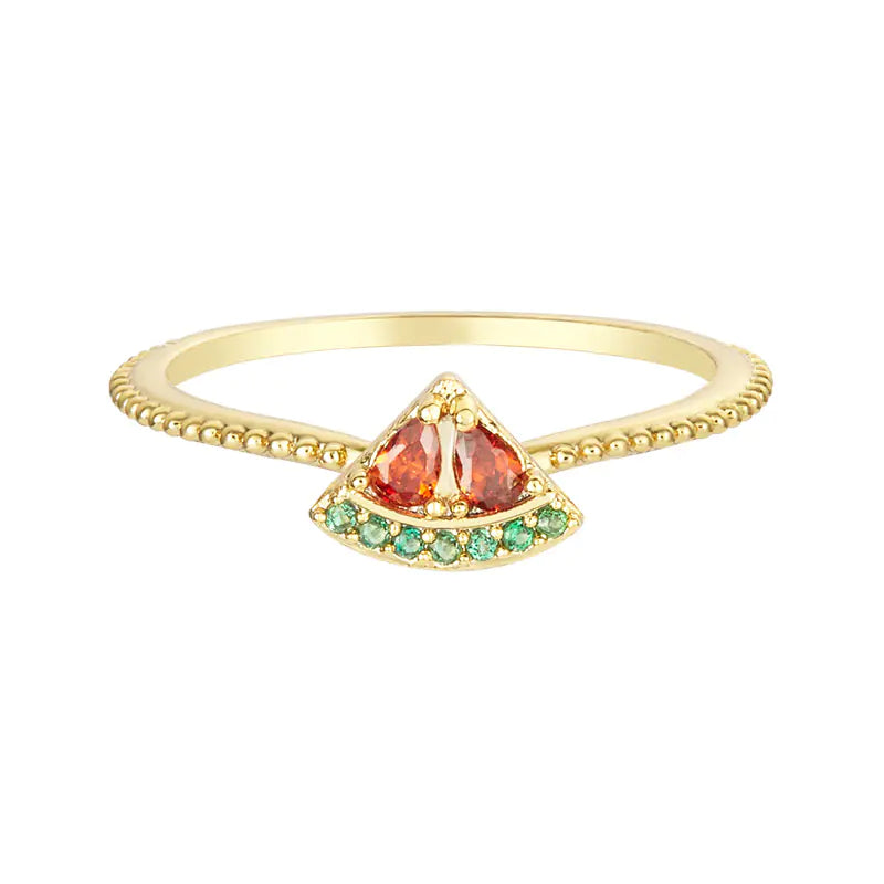 Tropical Fruit Cherry Peach Zircon Ring for Women