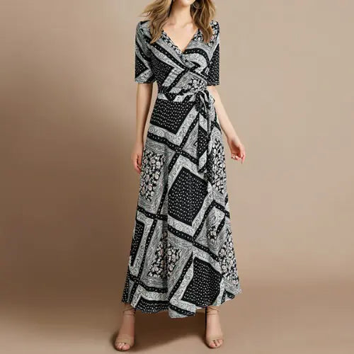European New Plus Size Floral Maxi Dress