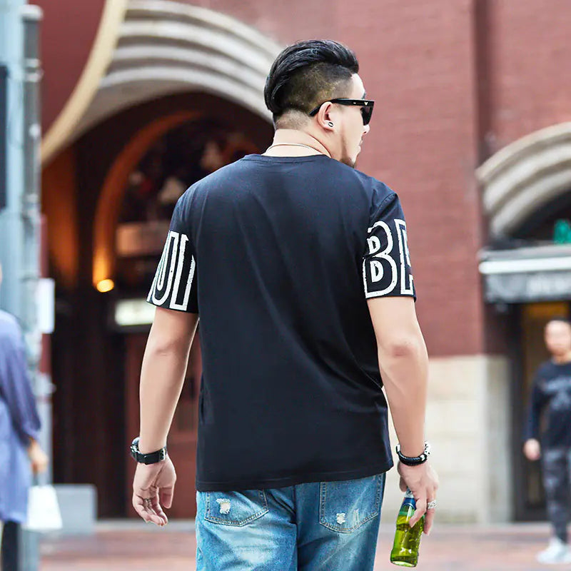 Plus Size Men's Loose Fit Round Neck Graphic Tee