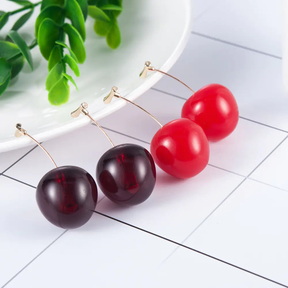Korean Style Red Cherry Sweet Earrings for Women