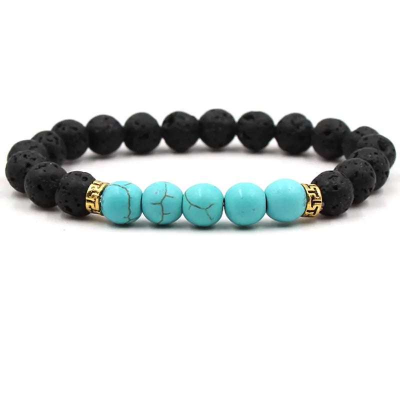 Five Gemstone Chakra Yoga Bracelet with Volcanic Stone