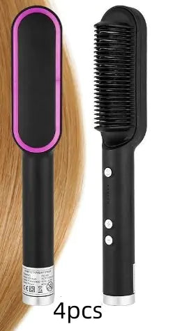 2-in-1 Electric Hair Straightener & Curling Brush
