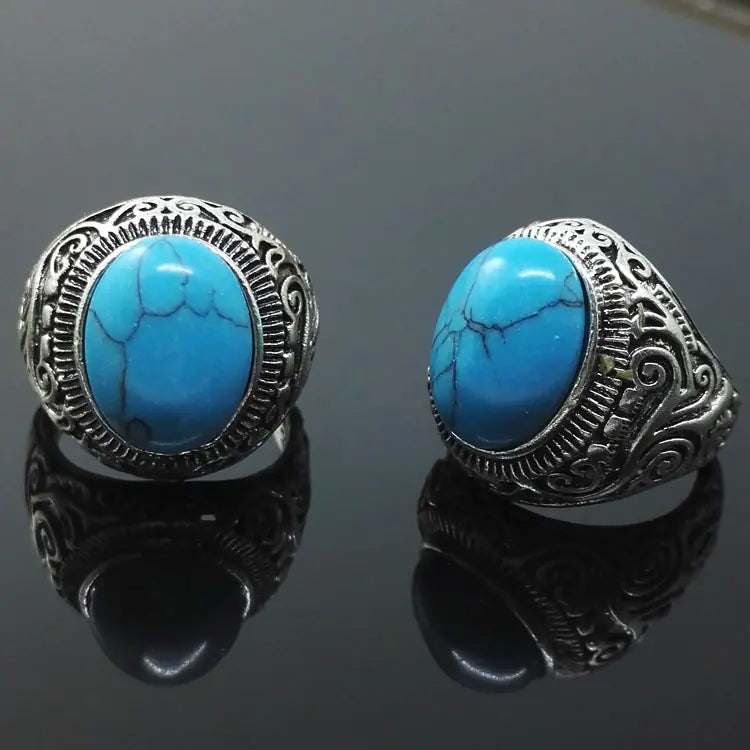 Vintage Turquoise Men's Titanium Steel Ring Wholesale