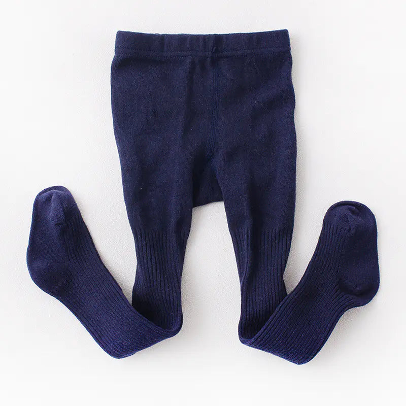 Cotton Children's Leggings with Thin Vertical Stripes