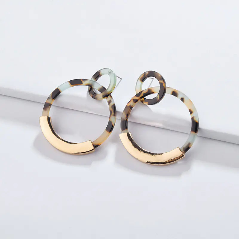 Geometric Alloy Acrylic Circle Earrings for Women