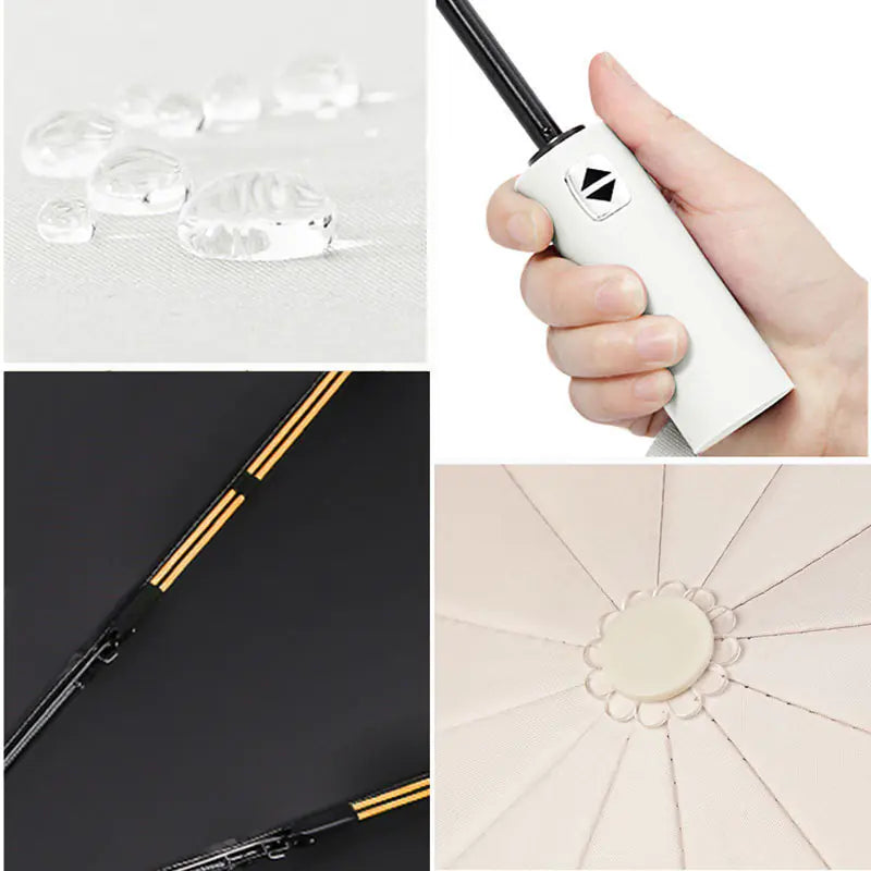 Custom 24 Bone Automatic Folding Sun and Rain Umbrella