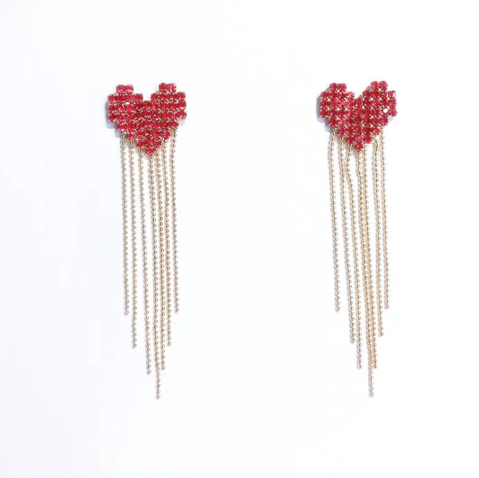 Tassel Heart Long Earrings
