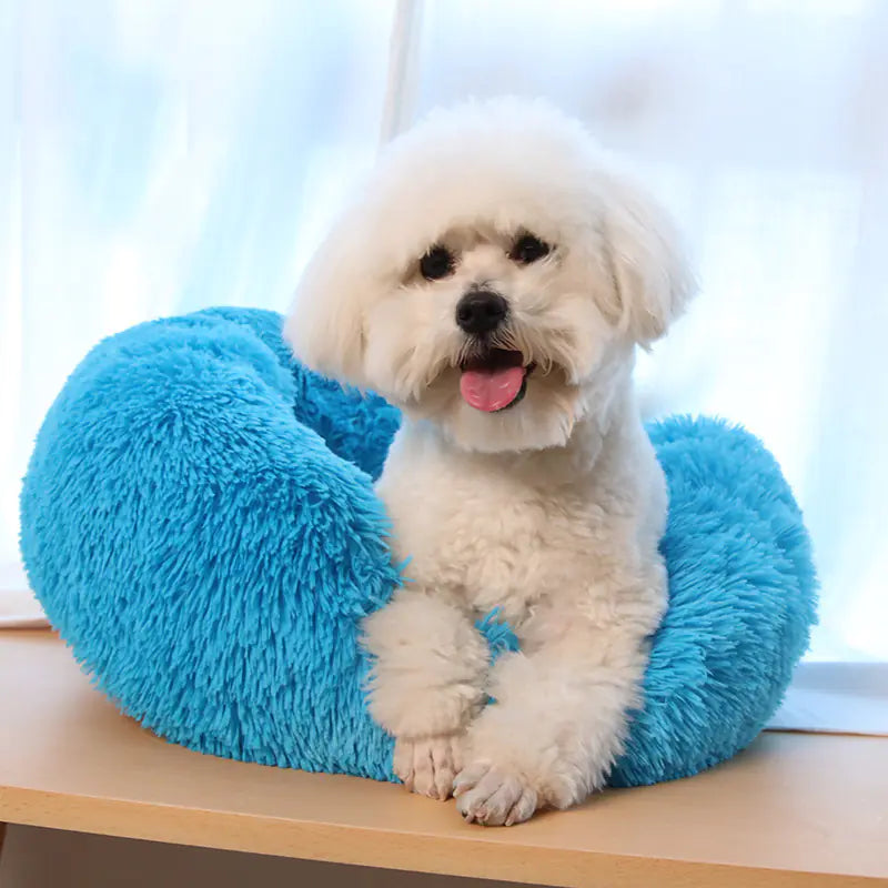 Round Plush Dog Bed for Deep Sleep - Small to Medium