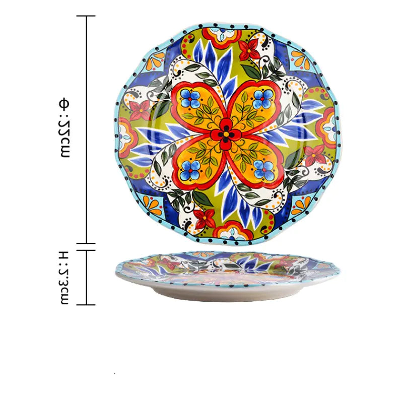 Artistic Glazed Ceramic Steak Plate - Creative Design