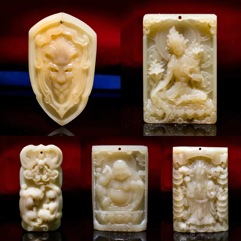 Natural Camel Bone Carved Buddha Amulet Pendant Accessory