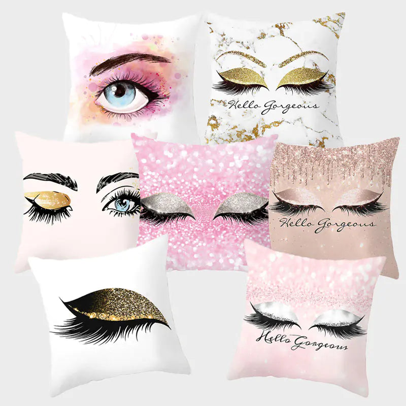 Peach Velvet Makeup Eyelash Pillow Cover (Square)