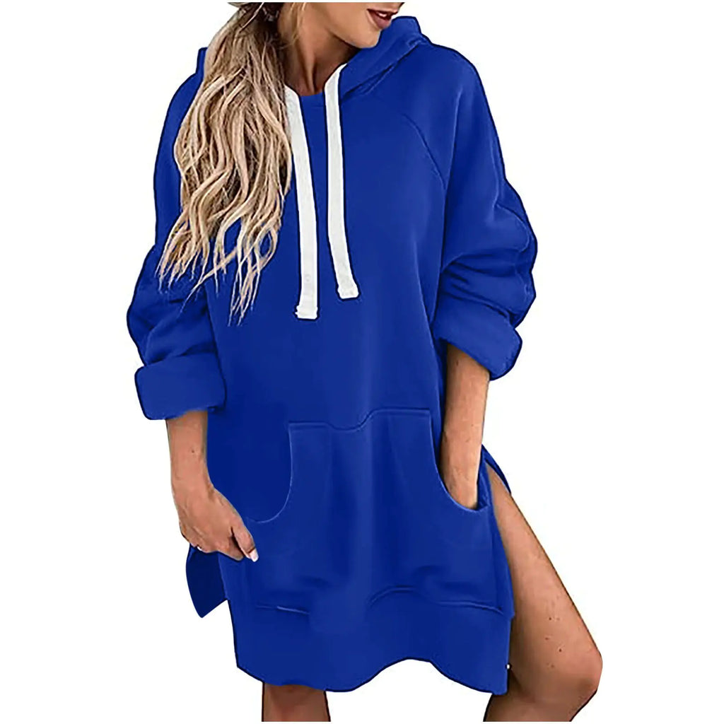 Loose-fitting Long Sleeve Women's Sweater with Drawstring