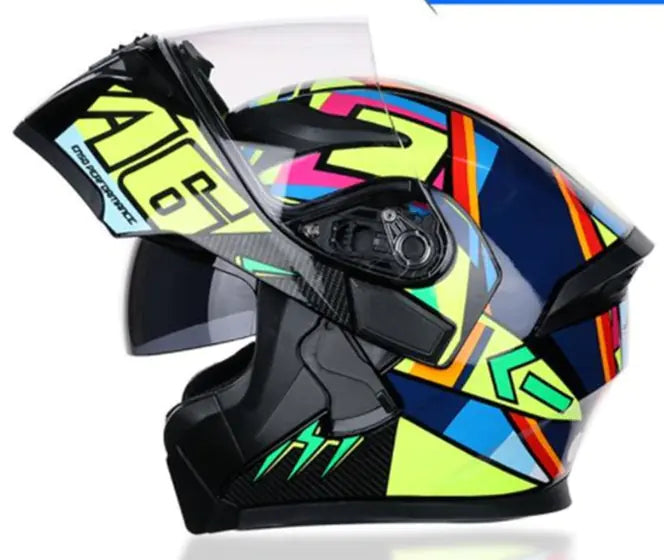 Motorcycle Helmet with Dual Lenses and Anti-Fog