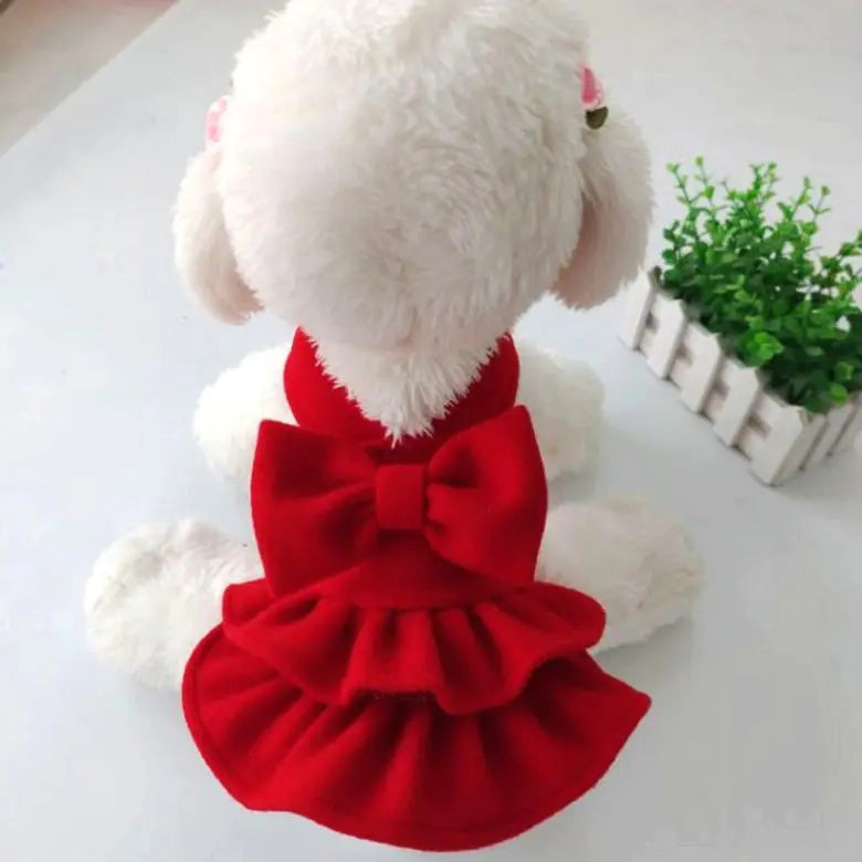 Cute Solid Color Pet Christmas Dress for New Year