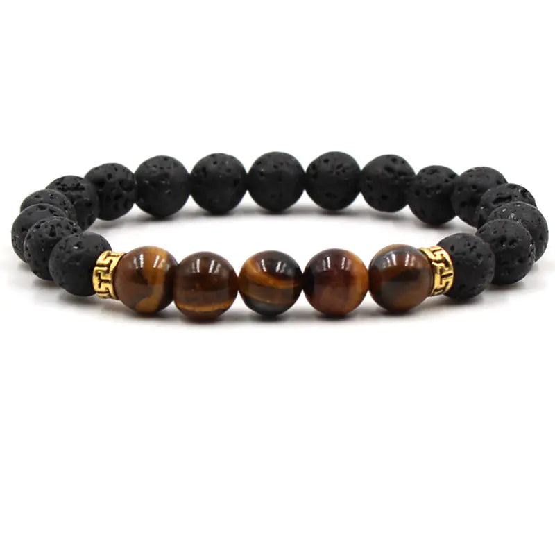 Five Gemstone Chakra Yoga Bracelet with Volcanic Stone