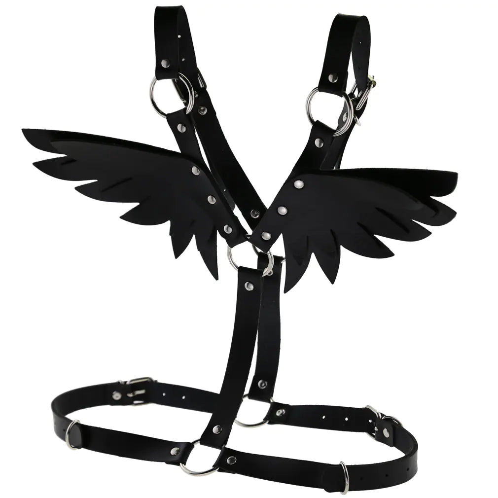 Women's Leather Angel Wings Harness Set