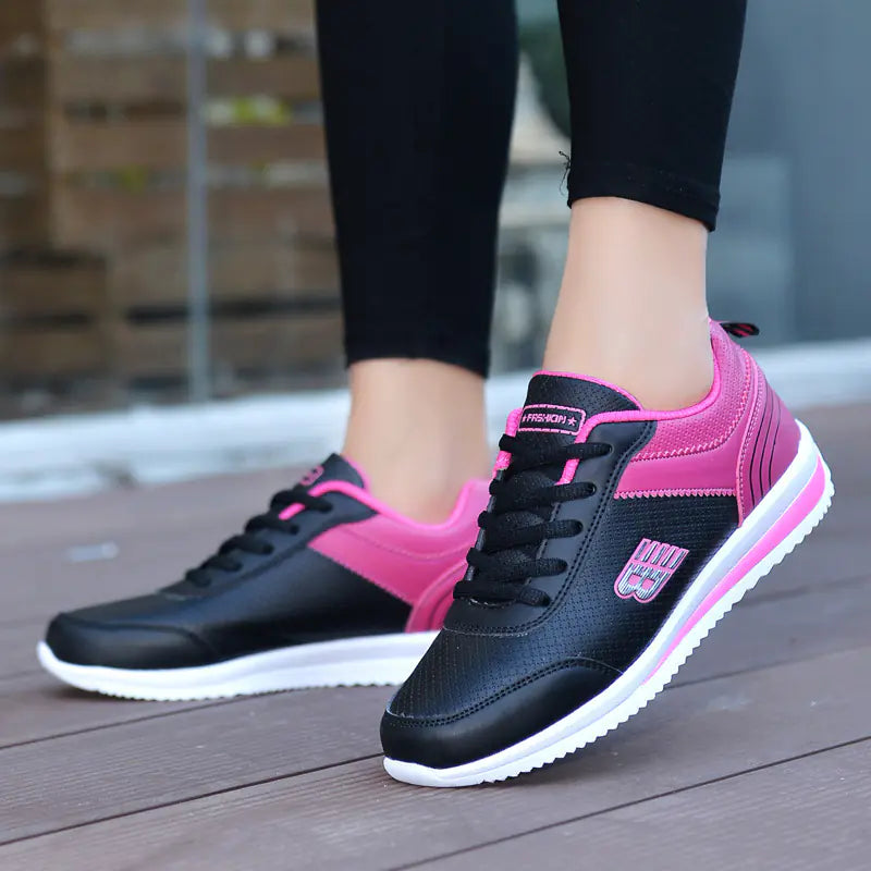 Women's Stylish Lightweight Leather Sneakers for Students