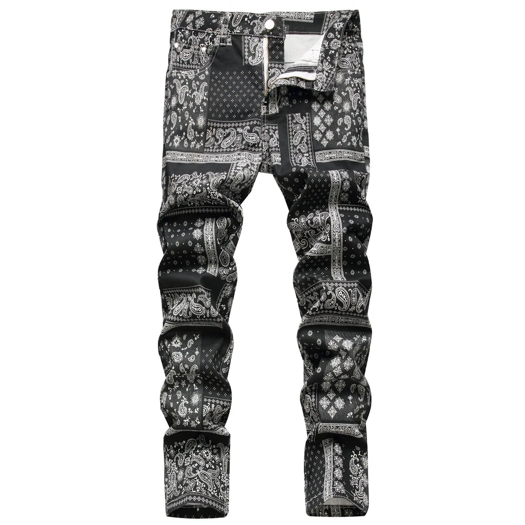 Fashion Stretch 3D Printed Cashew Nut Trousers