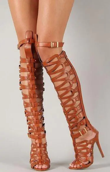 Fashionable Punk Style Hollow-Out High Heels Boots