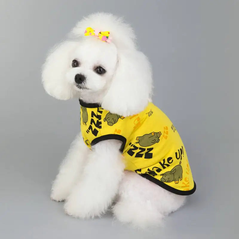 Cotton Vest for Teddy Dogs with Piggy Print Design