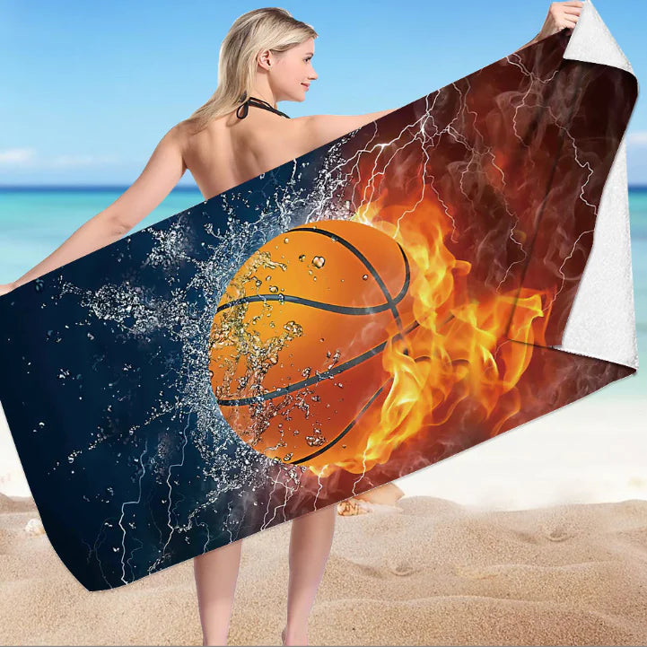 Basketball Print Quick-Drying Beach Towel 150x75cm