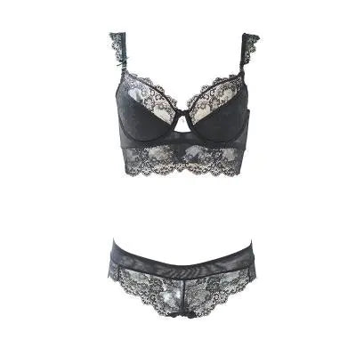 Lace Cotton Bra Set with Side Support (Style 9168B)