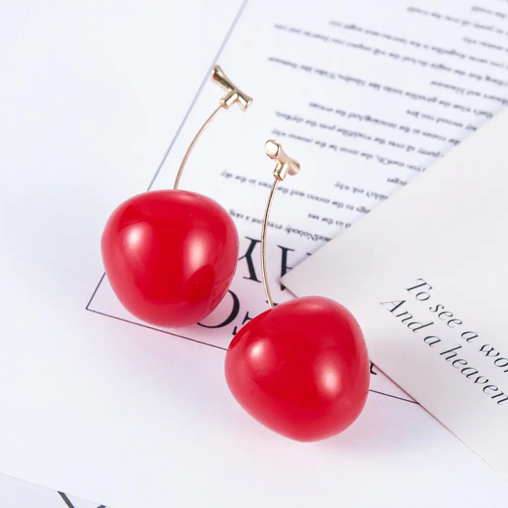 Korean Style Red Cherry Sweet Earrings for Women