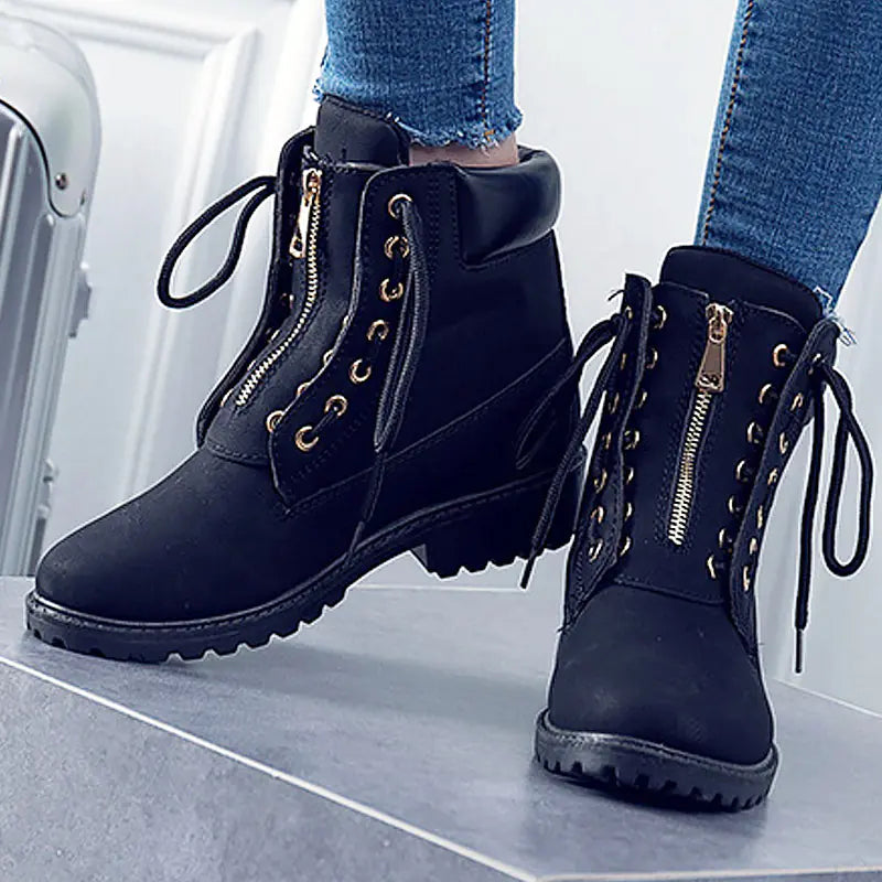 Women's Reversible Lace-Up Ankle Boots for Fall/Winter