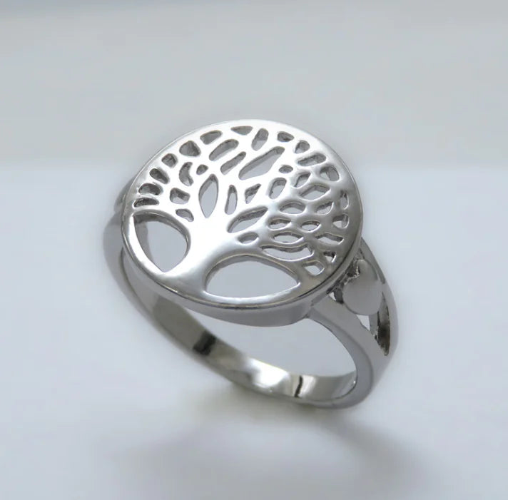 S925 Silver Hollow Wish Tree Ring, Life Tree Design