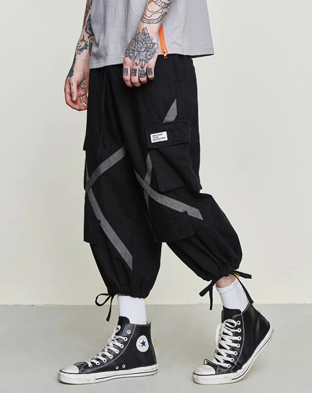 Hip Hop Loose Fit Jogger Pants with Multiple Pockets