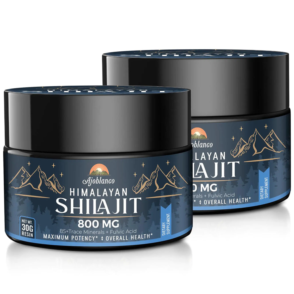 Ajoblanco 800 Mg Himalayan Shilajit Resin Shilajit Pure Himalayan Organic Shilajit Supplement with Purity High Dosage & Potency for Energy Strength & Immunity Men & Women 30 Grams Pack of 2