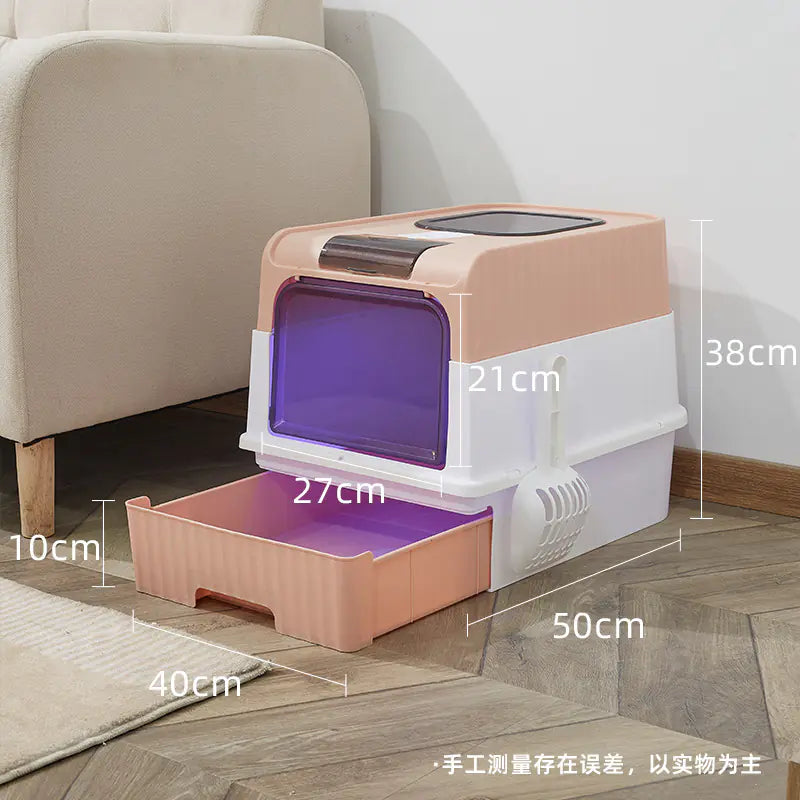 Large Closed Cat Litter Box with Anti-Splash Design