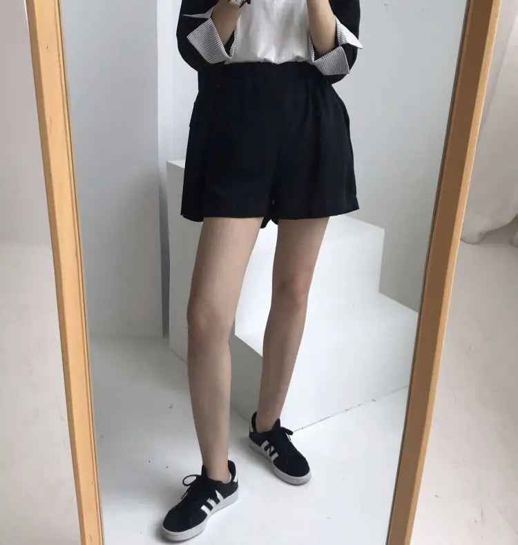 Women's Thin Striped Sleeve Blazer and Shorts Set