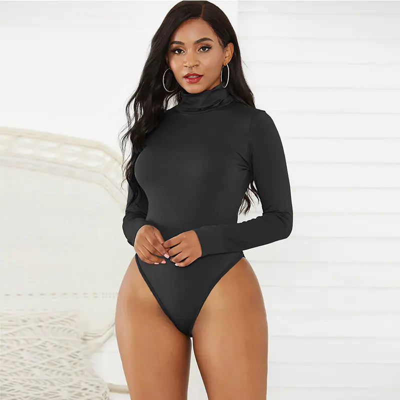 Women's Vintage High-Neck Long-Sleeve Bodysuit