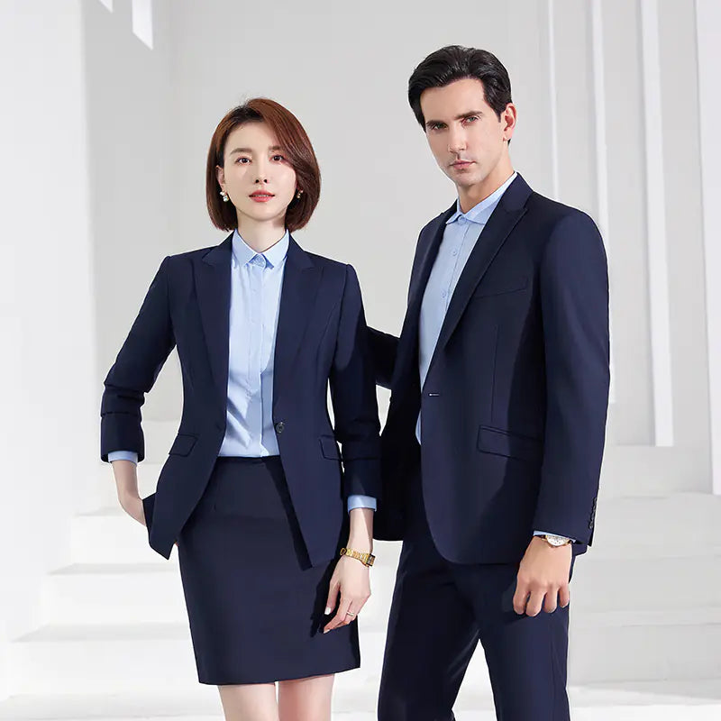 Navy Blue Unisex Business Suit for Work Teams