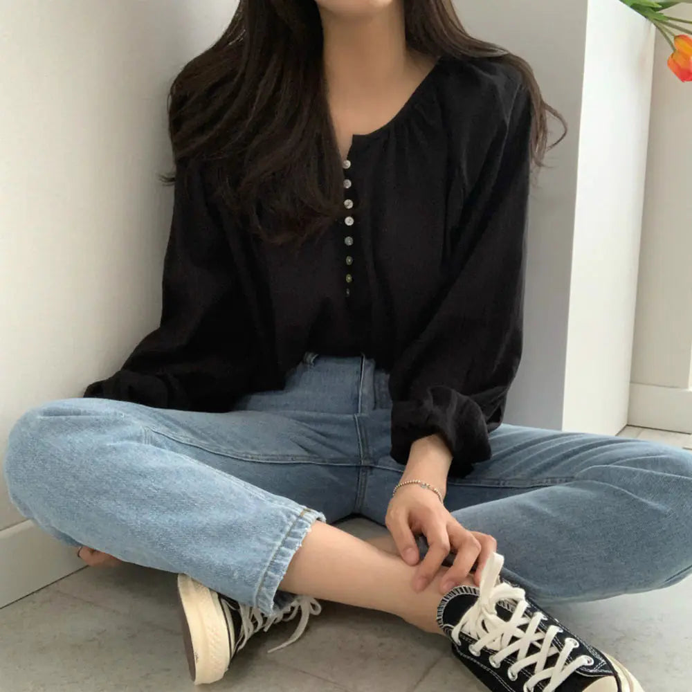 Chic Korean Style Long Sleeve Lightweight Shirt