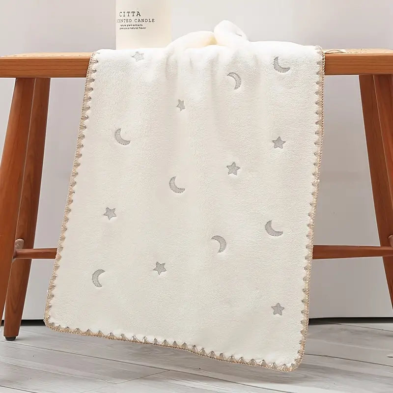Embroidered Star Moon Cherry Soft Absorbent Towel 34x76cm